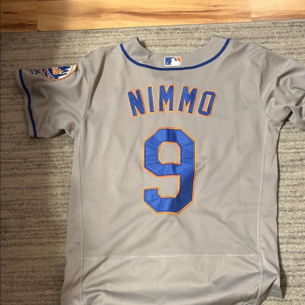 Brandon Nimmo New York Mets grey Baseball Jersey with Blue and Orange Accents